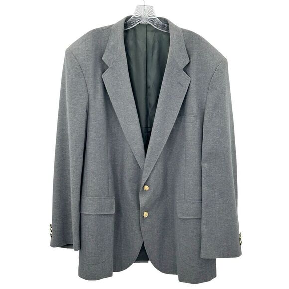 David Taylor Sport Coat Blazer Mens 48L Gray Gold Button Detail - Picture 2 of 16
